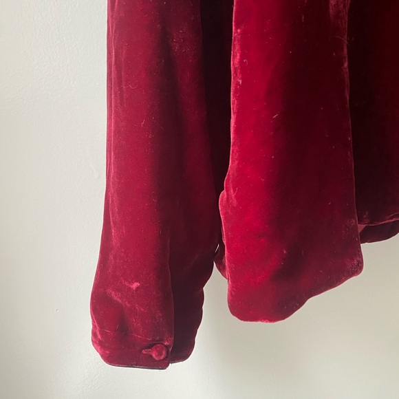Vintage Red Velvet Jacket with Black Beading - Picture 7 of 9
